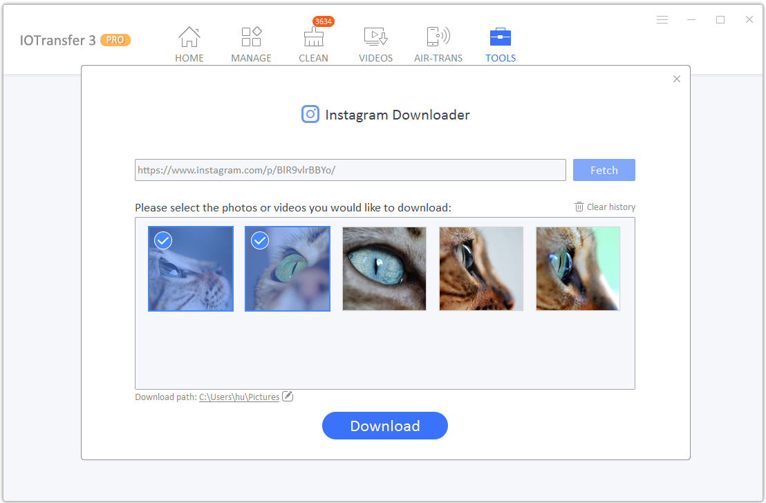 instagram photo downloader with IOTransfer 3