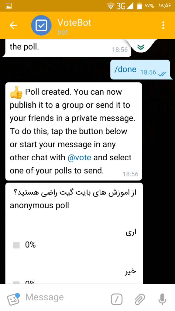آموزش ایجاد و ارسال نظرسنجی در تلگرام