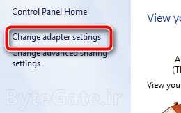 Control panel change adapter settings