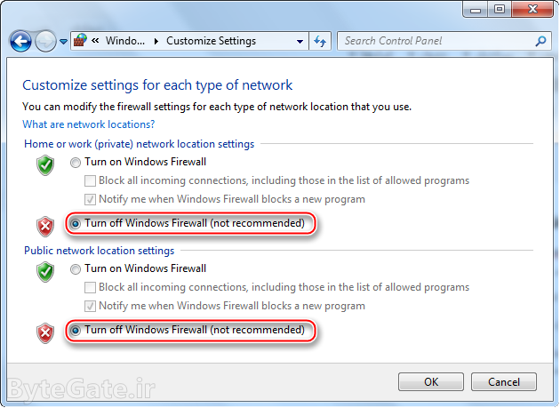 Disable or Enable windows Firewall 3