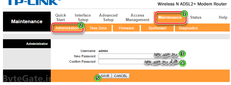 TP-Link Maintenance - Administration - Password