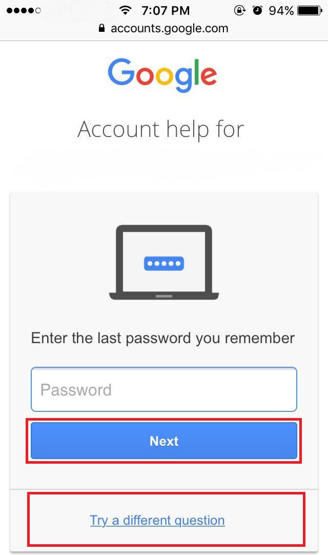 gmail forget password 2 "
