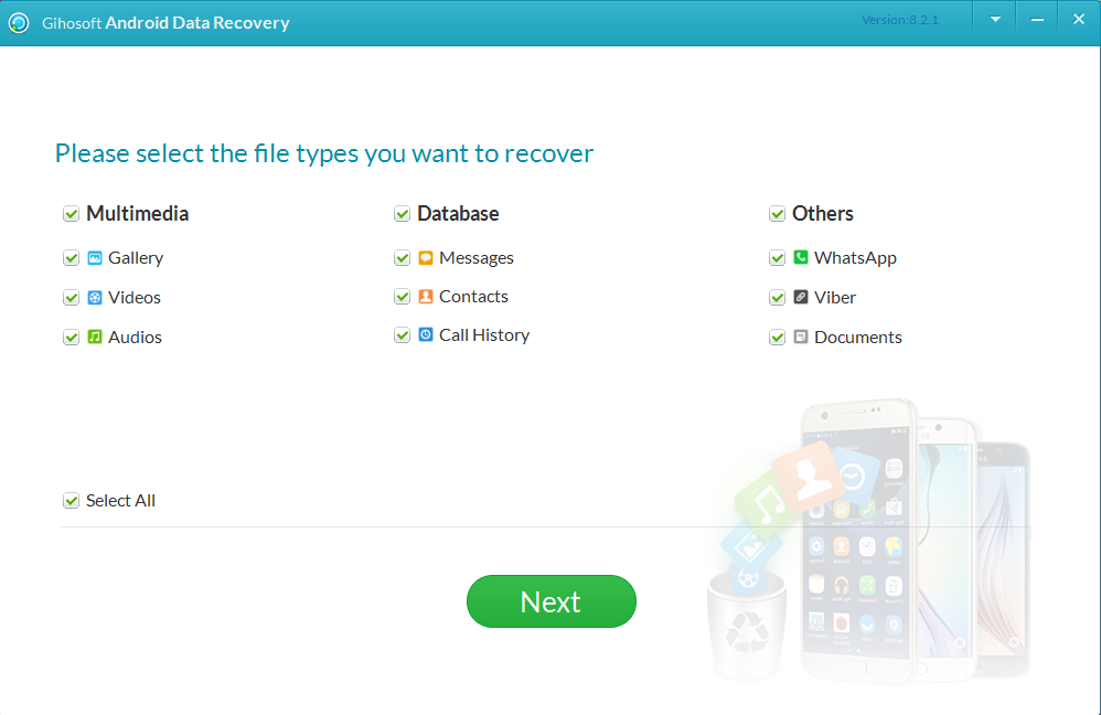select types to recover gihosoft